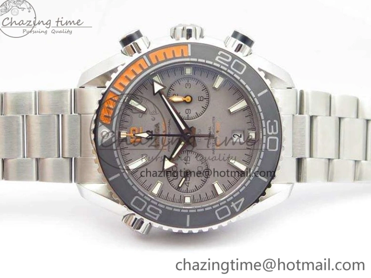 0727 MultiPurpose Planet Ocean Master Chrono SS OM 1:1 Best Edition Gray Dial On SS Bracelet A9900 V 8116